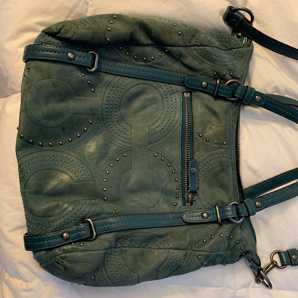 Vintage Coach Alexandra Teal suede purse
